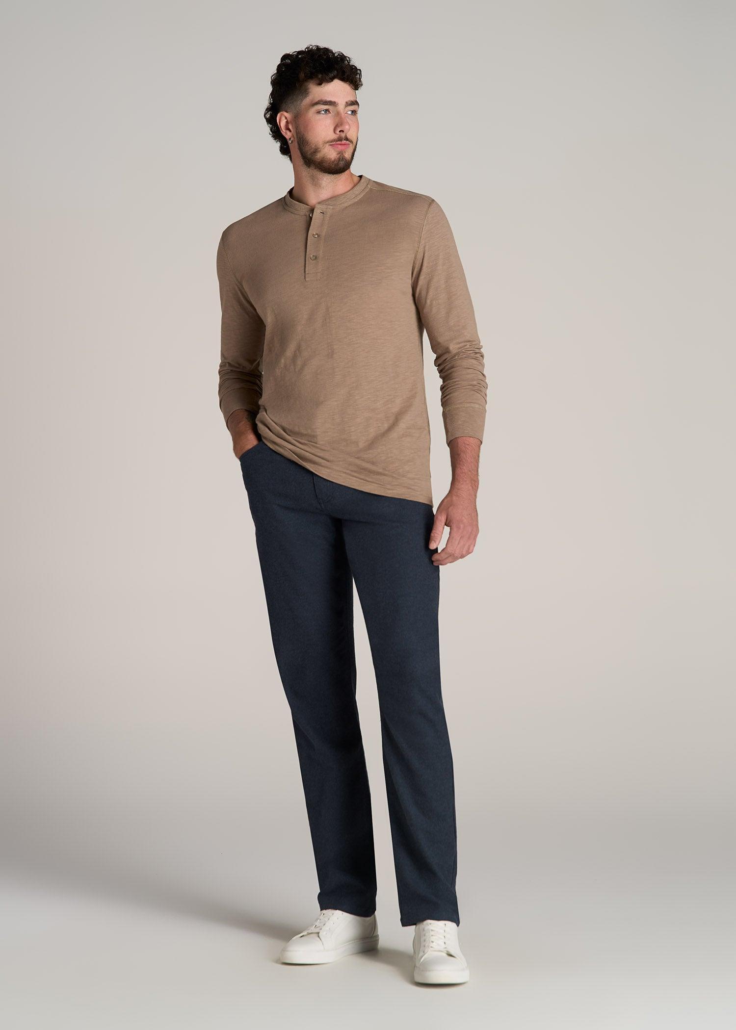 TAPERED-FIT Stretch Flannel 5 Pocket Pants for Tall Men in Dark Indigo Mix Male Product Image