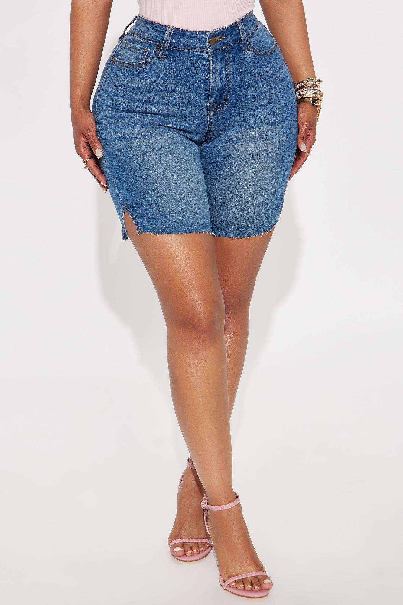 Vibe Check Curvy Bermuda Denim Shorts - Medium Wash Product Image