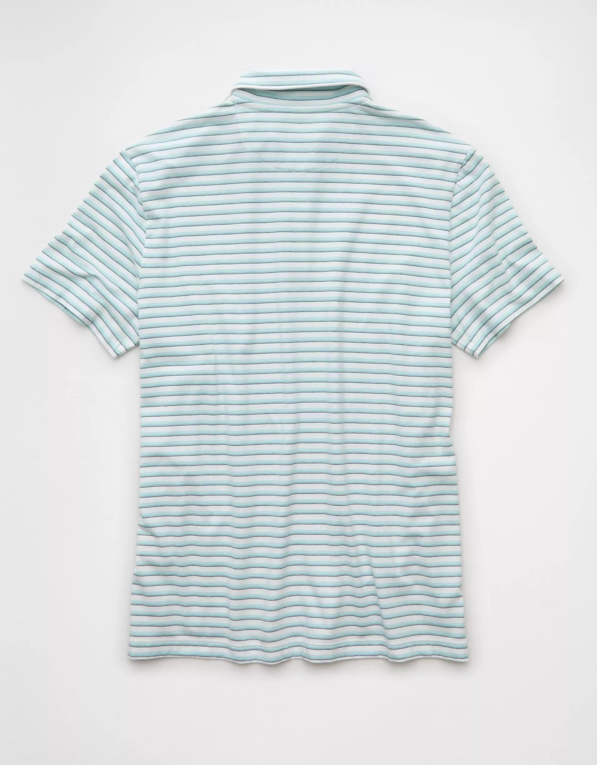 AE 24/7 Club Logo Striped Polo Shirt Product Image