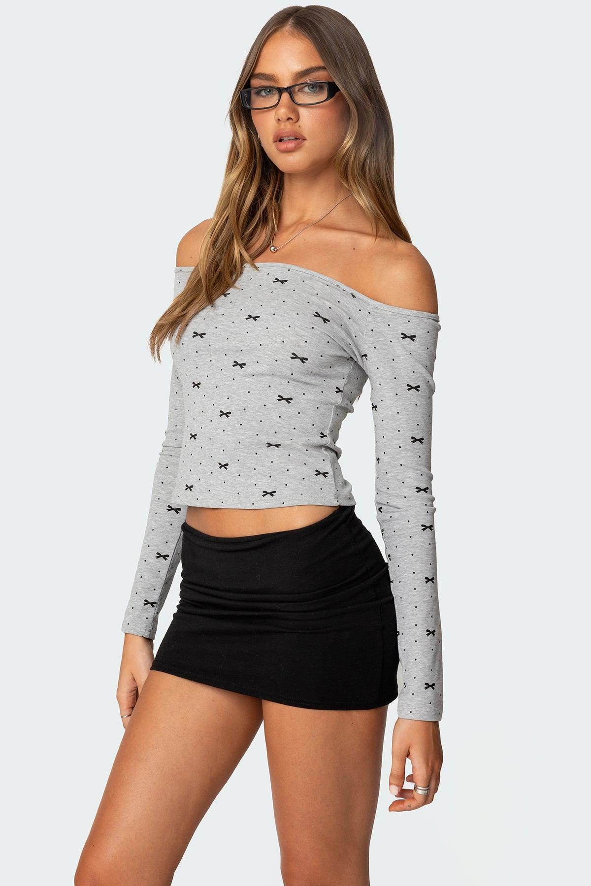 Ryna Bows & Dots Off Shoulder Top Product Image