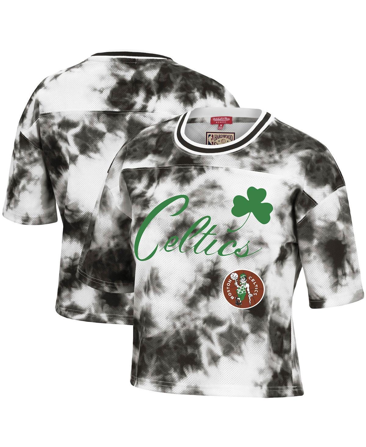 Womens Mitchell & Ness /White Boston Celtics Hardwood Classics Tie-Dye Cropped T-Shirt Product Image