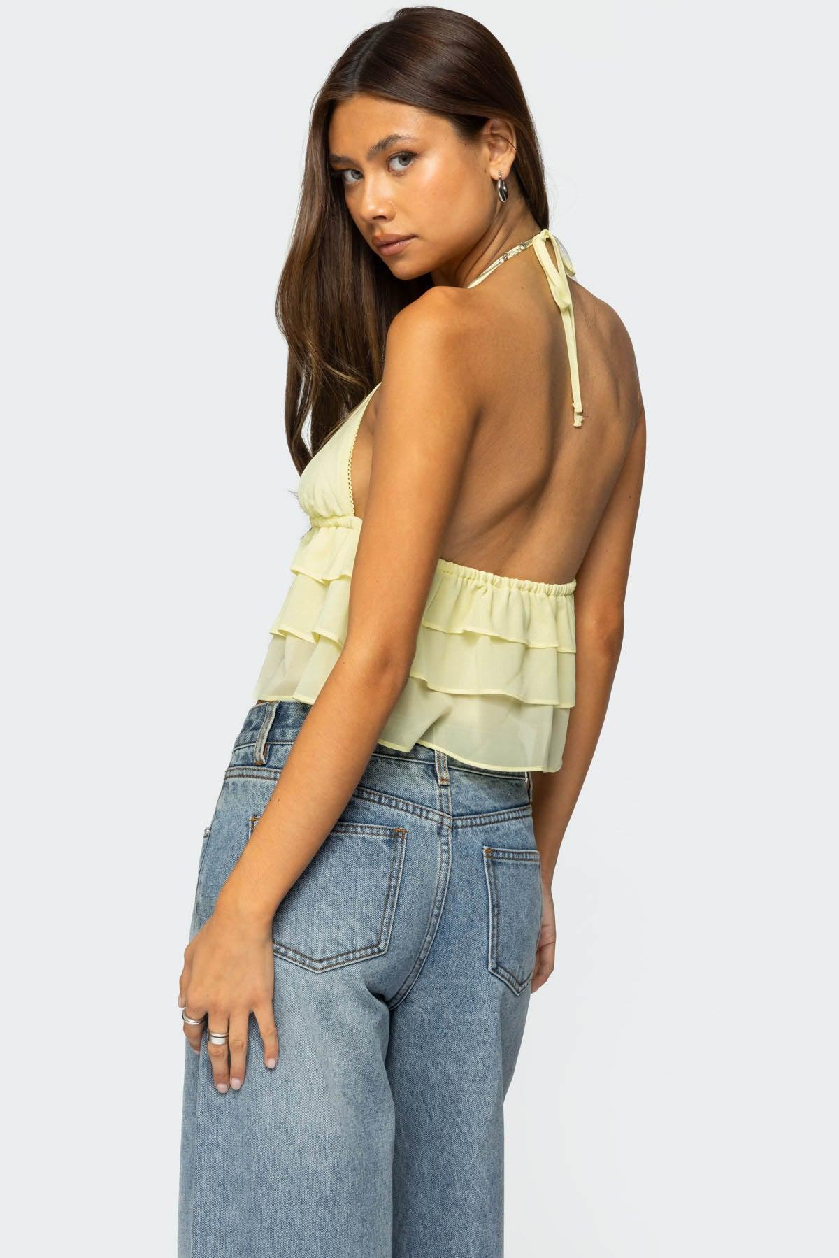 Zephi Split Front Ruffled Top Product Image