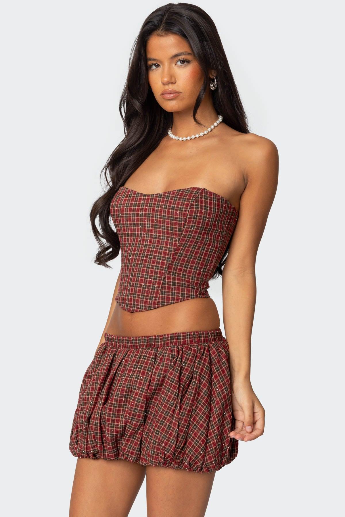 Marlene Plaid Lace Up Corset Product Image