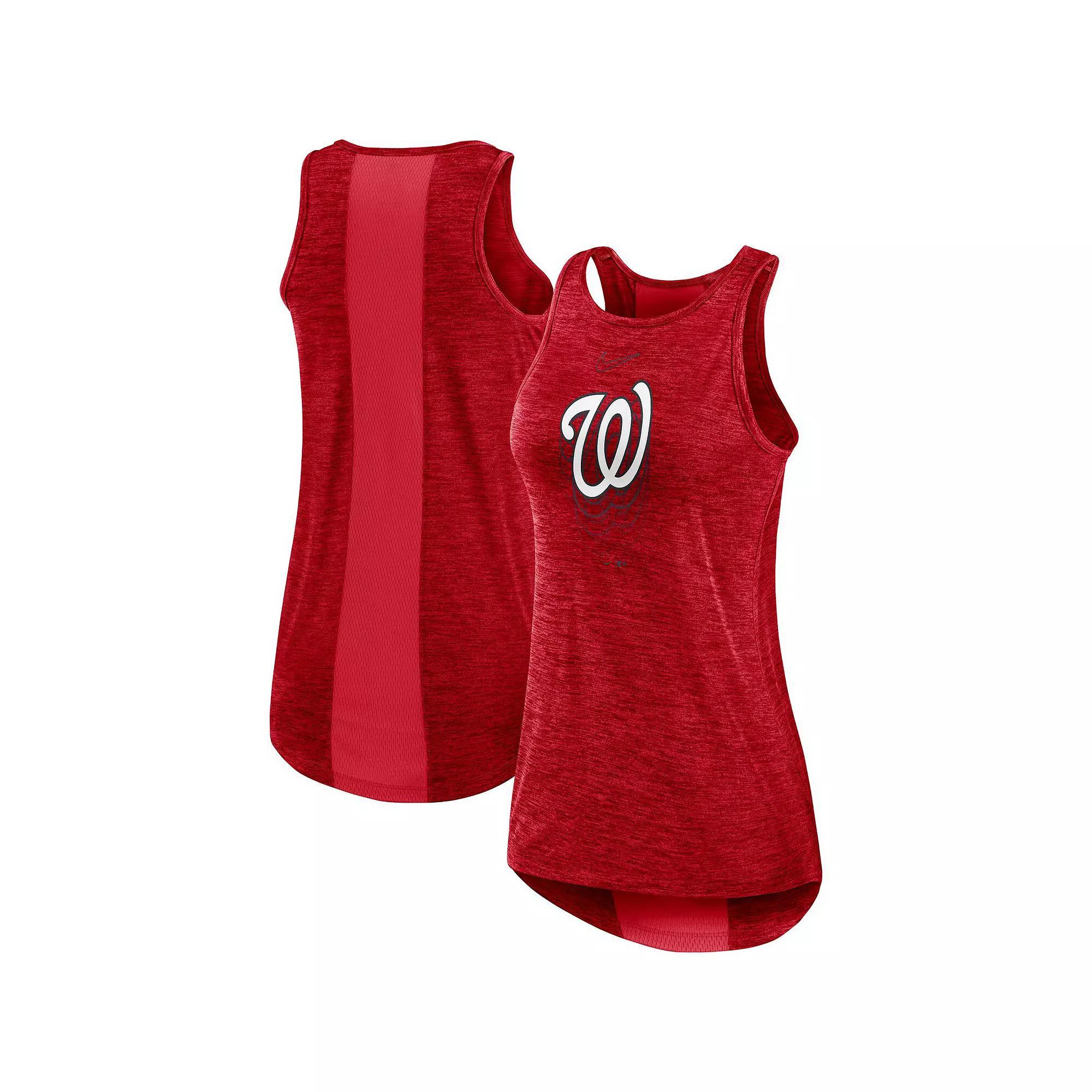 Women's Nike Red Washington Nationals Logo Fade High Neck Performance Tank Top,  Product Image