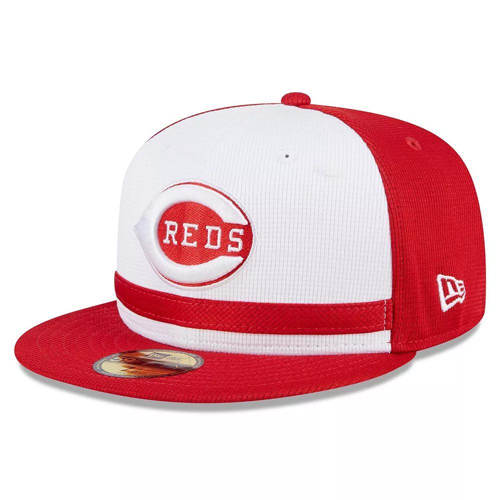 Men's New Era  White Cincinnati Reds 2024 Batting Practice 59FIFTY Fitted Hat, Size: 7 1/2, Red White Product Image