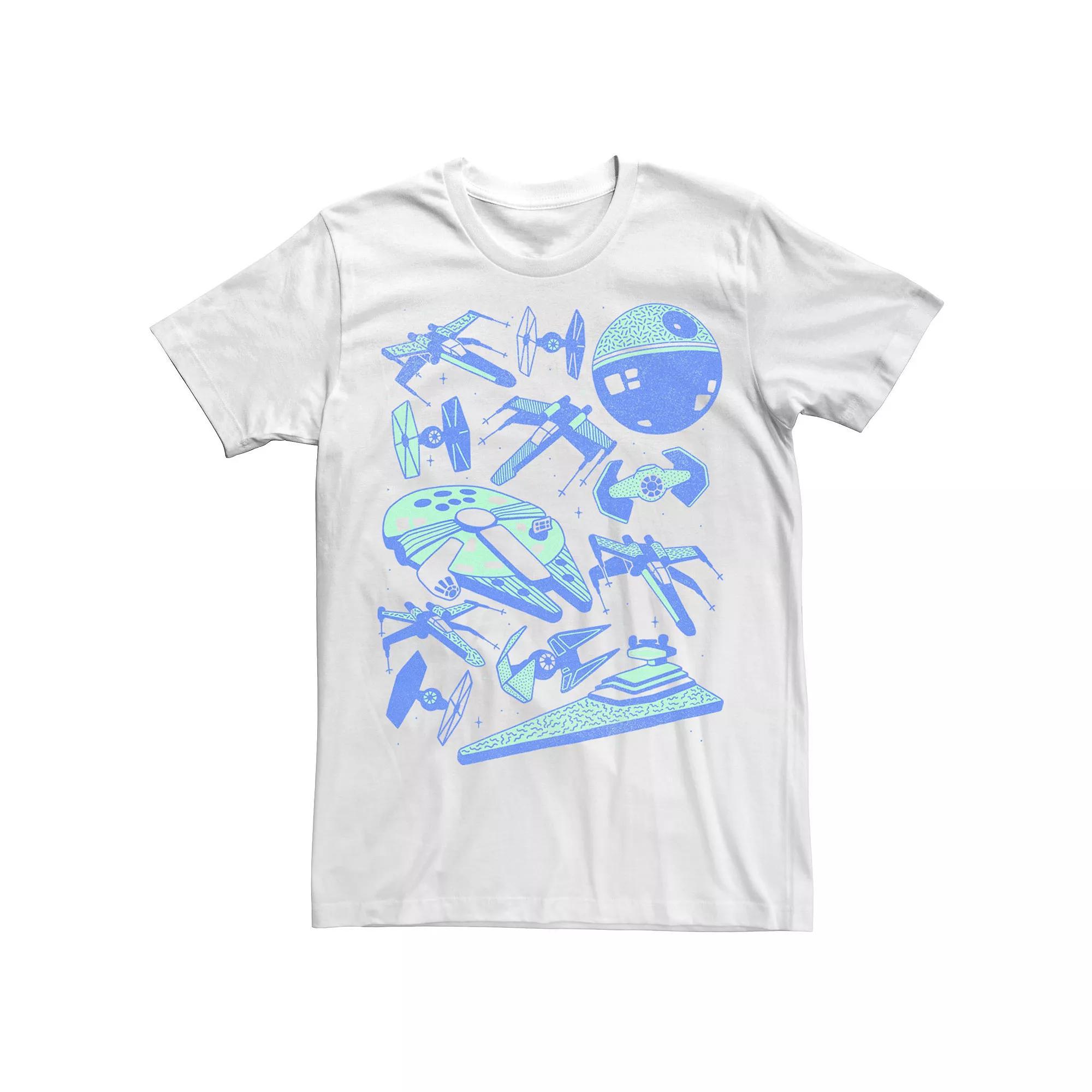 Men's Star Wars Neon Space Ships Tee, Size: 3XL, White Product Image