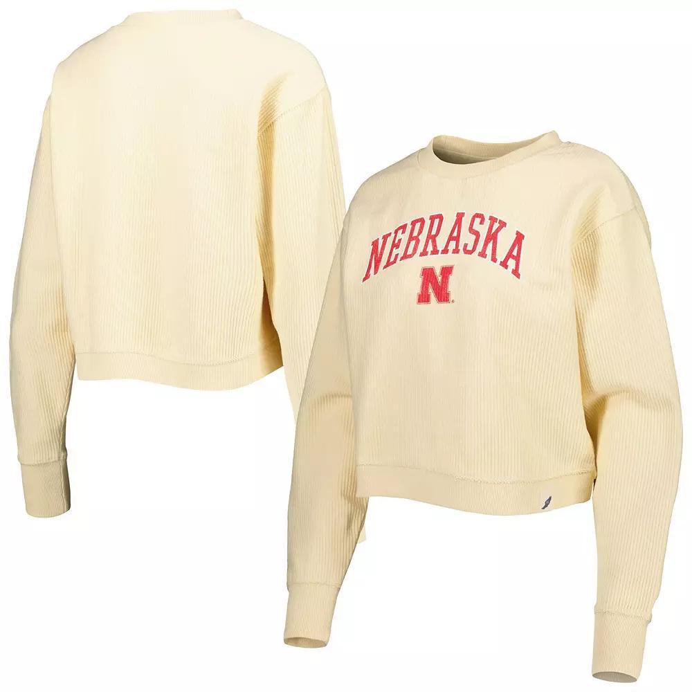 Women's League Collegiate Wear Cream Nebraska Huskers Classic Campus Corded Timber Sweatshirt, Size: Large, Beige Product Image