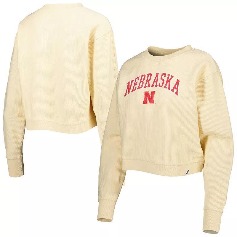 Women's League Collegiate Wear Cream Nebraska Huskers Classic Campus Corded Timber Sweatshirt, Size: Large, Beige Product Image