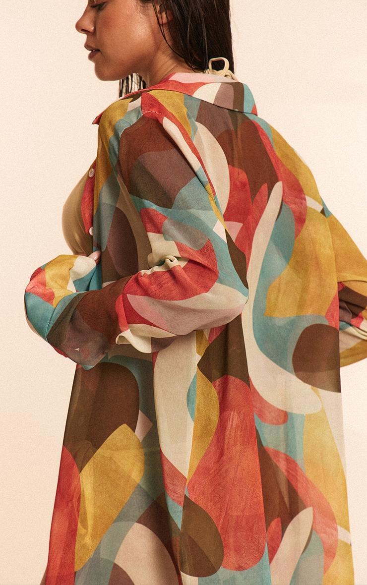 Multi Abstract Printed Oversized Beach Shirt Product Image