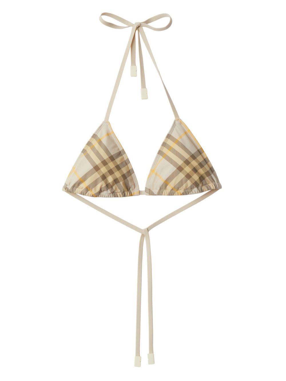 BURBERRY Check Bikini Top In Beige Product Image