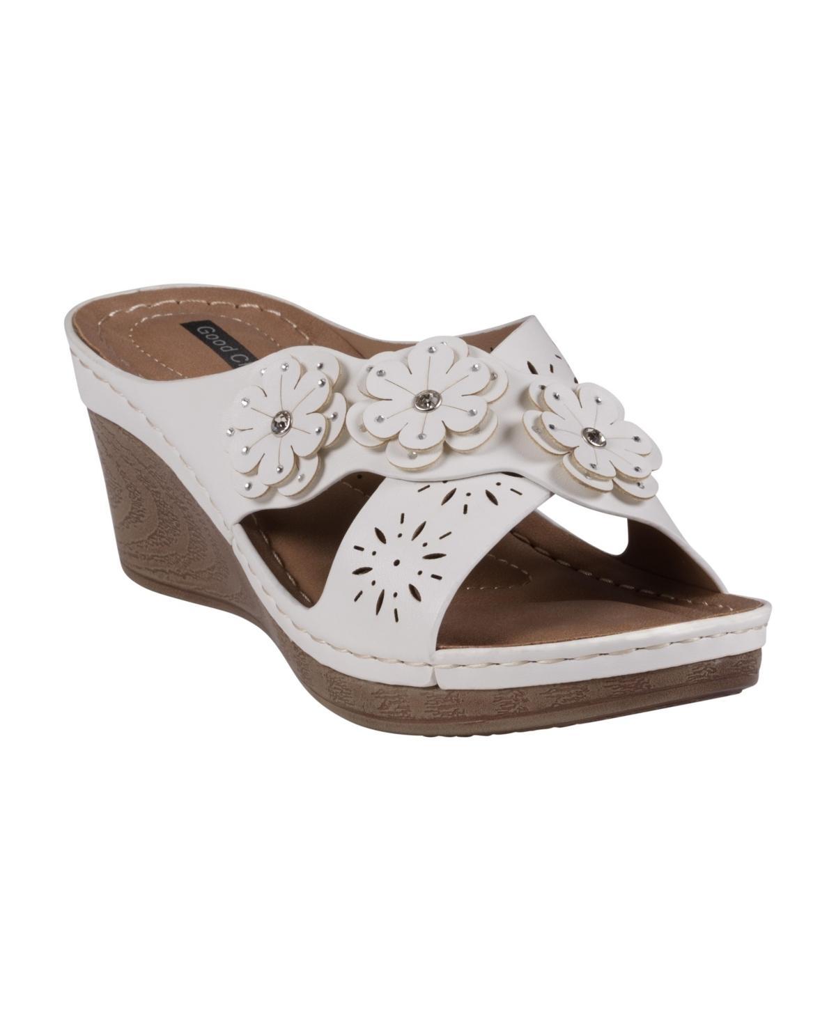 Gc Shoes Womens Miller Cross Strap Flower Slip-On Wedge Sandals Product Image