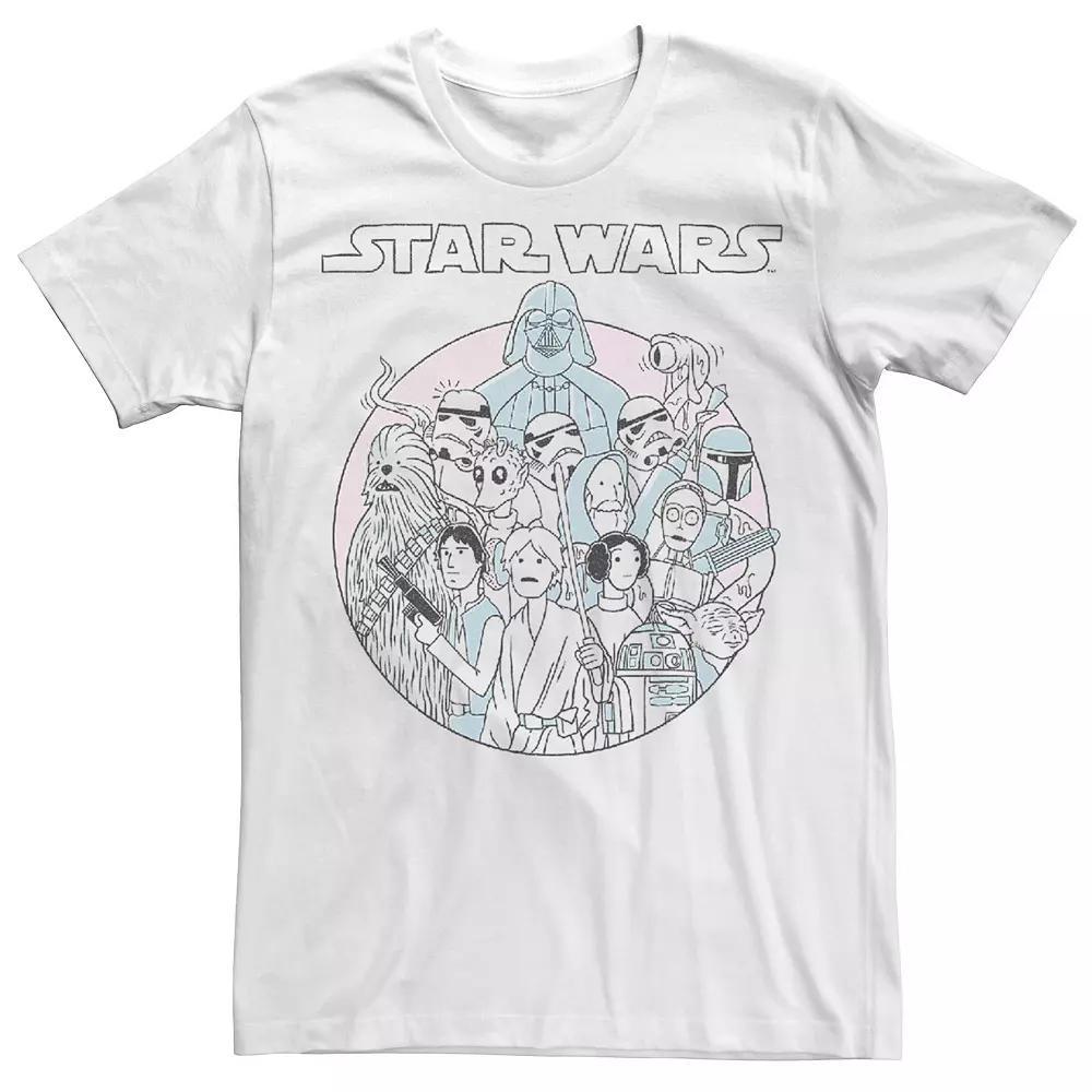 Men's Star Wars Heroes & Villains Pastel Doodle Tee, Size: XL, White Product Image