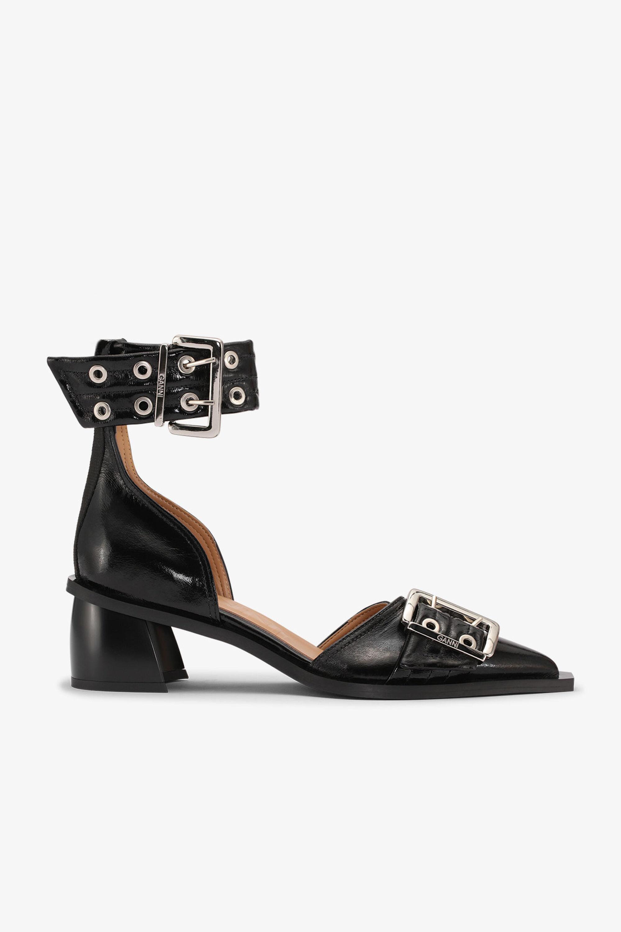 Black Feminine Buckle Open Cut Pumps Product Image