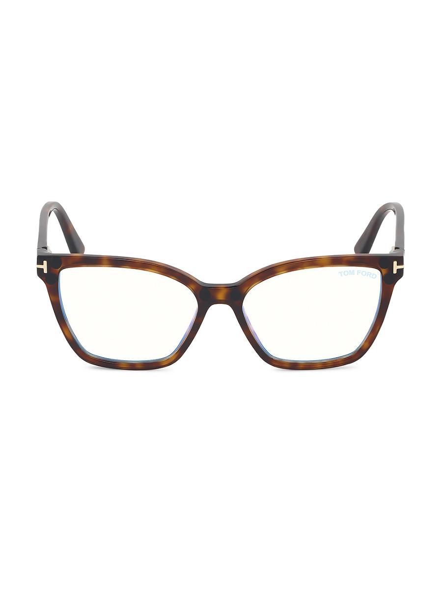 Womens 53MM Square Blue Filter Eyeglasses Product Image