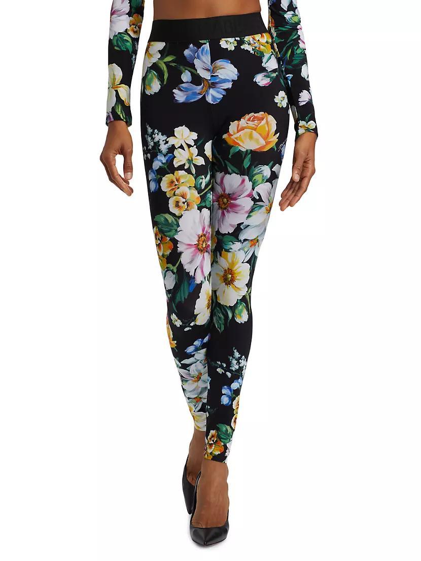 Mixed Foral Mid-Rise Leggings Product Image