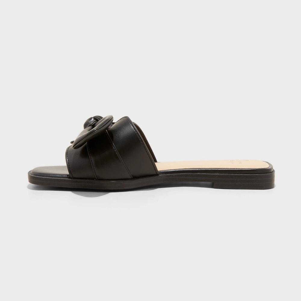 Womens Maple Knotted Bow Slide Sandals - A New Day Black 10 Product Image