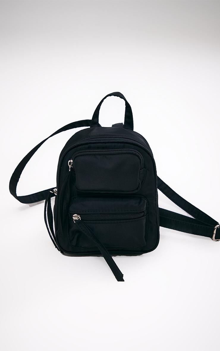 Black Nylon Pocket Mini Backpack Product Image