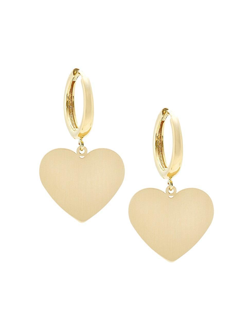 Womens 14K Yellow Gold Heart Drop Earrings Product Image