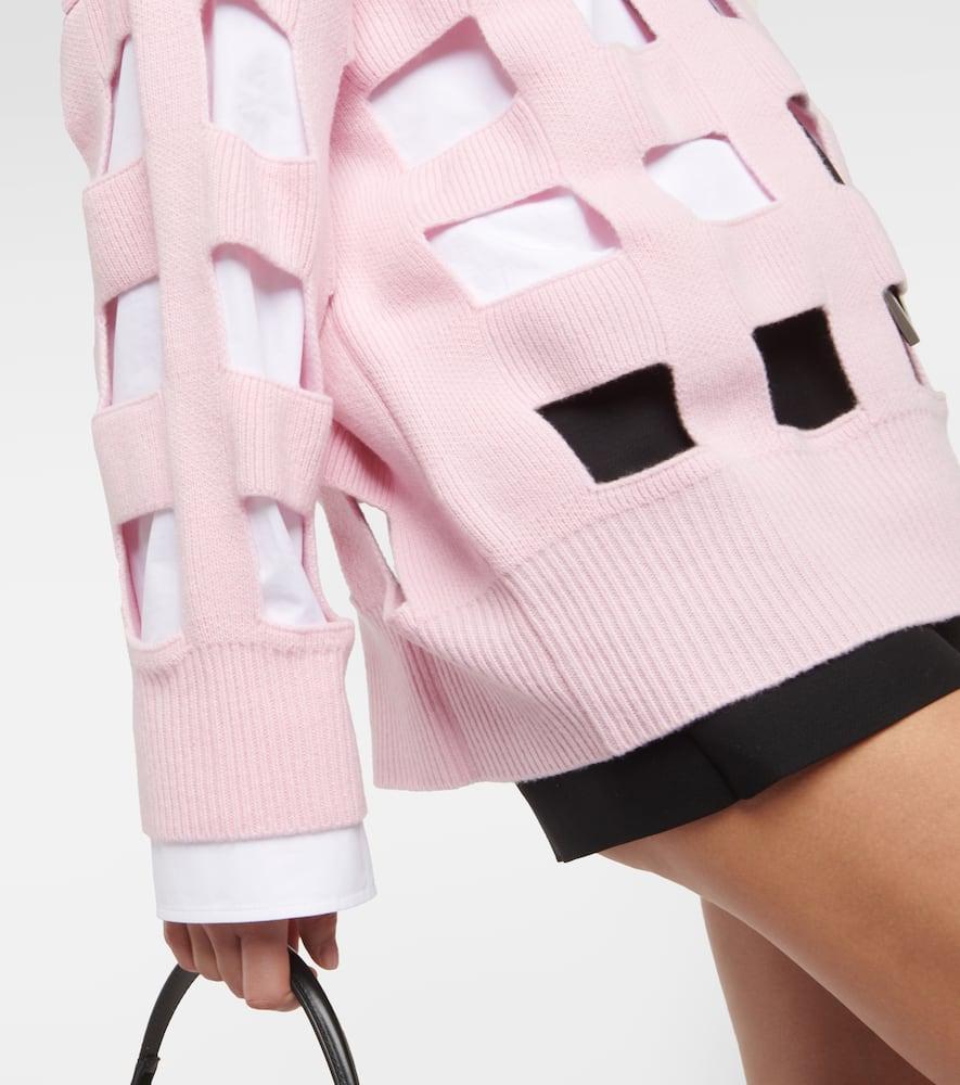 VALENTINO Cutout Wool Sweater In Pink Product Image