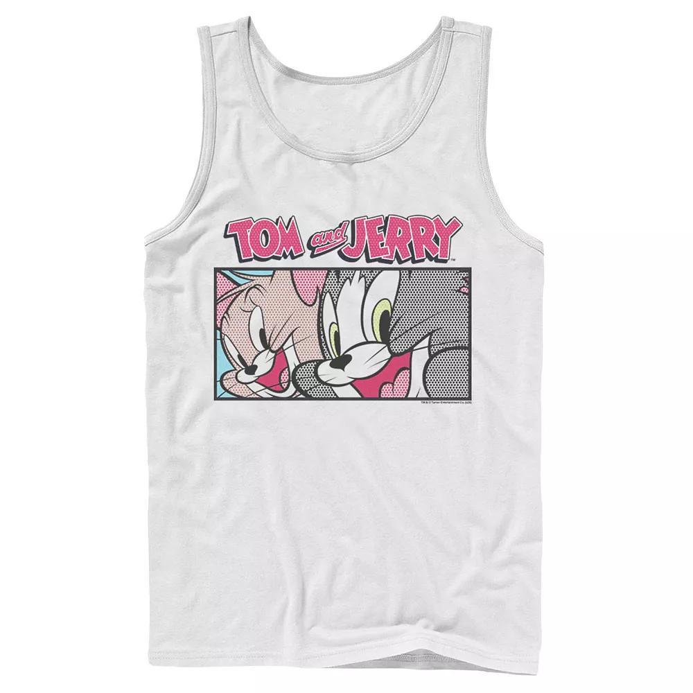 Mens Tom And Jerry Comic Panel Tank Top, Men's, Size: Large, White Product Image