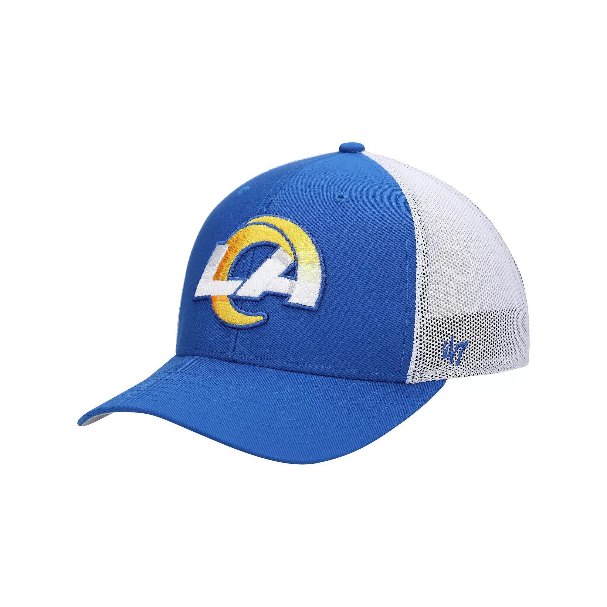 Men's '47 Royal/White Los Angeles Rams Trophy Trucker Flex Hat,  Product Image