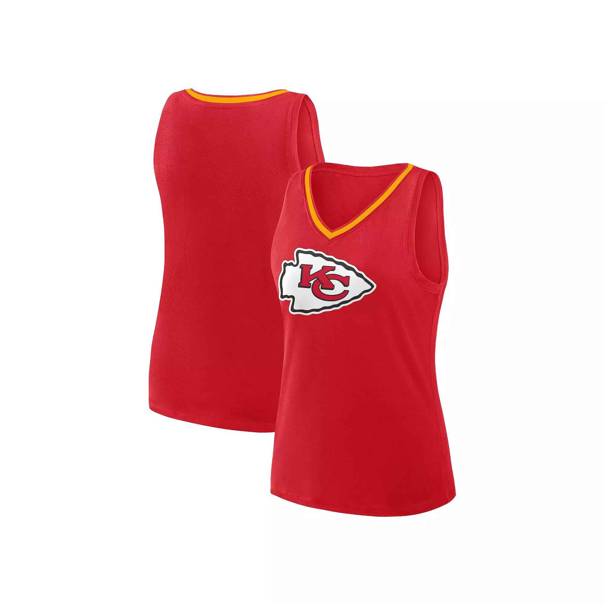 Women's Logo Athletic Red Kansas City Chiefs Stellar Win V-Neck Tank Top,  Product Image