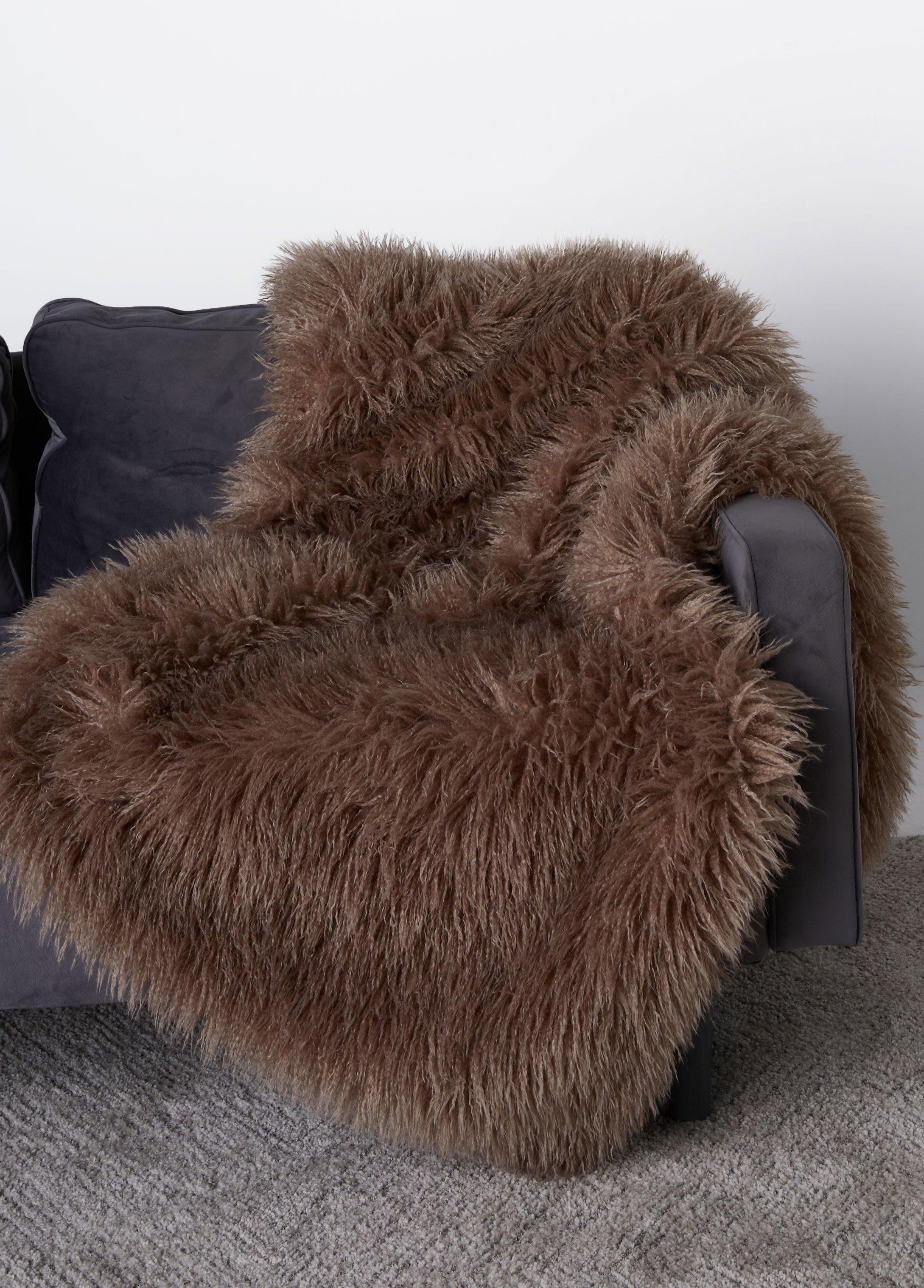 Plus Size Faux Mongolian Fur Throw Ashley Stewart Product Image