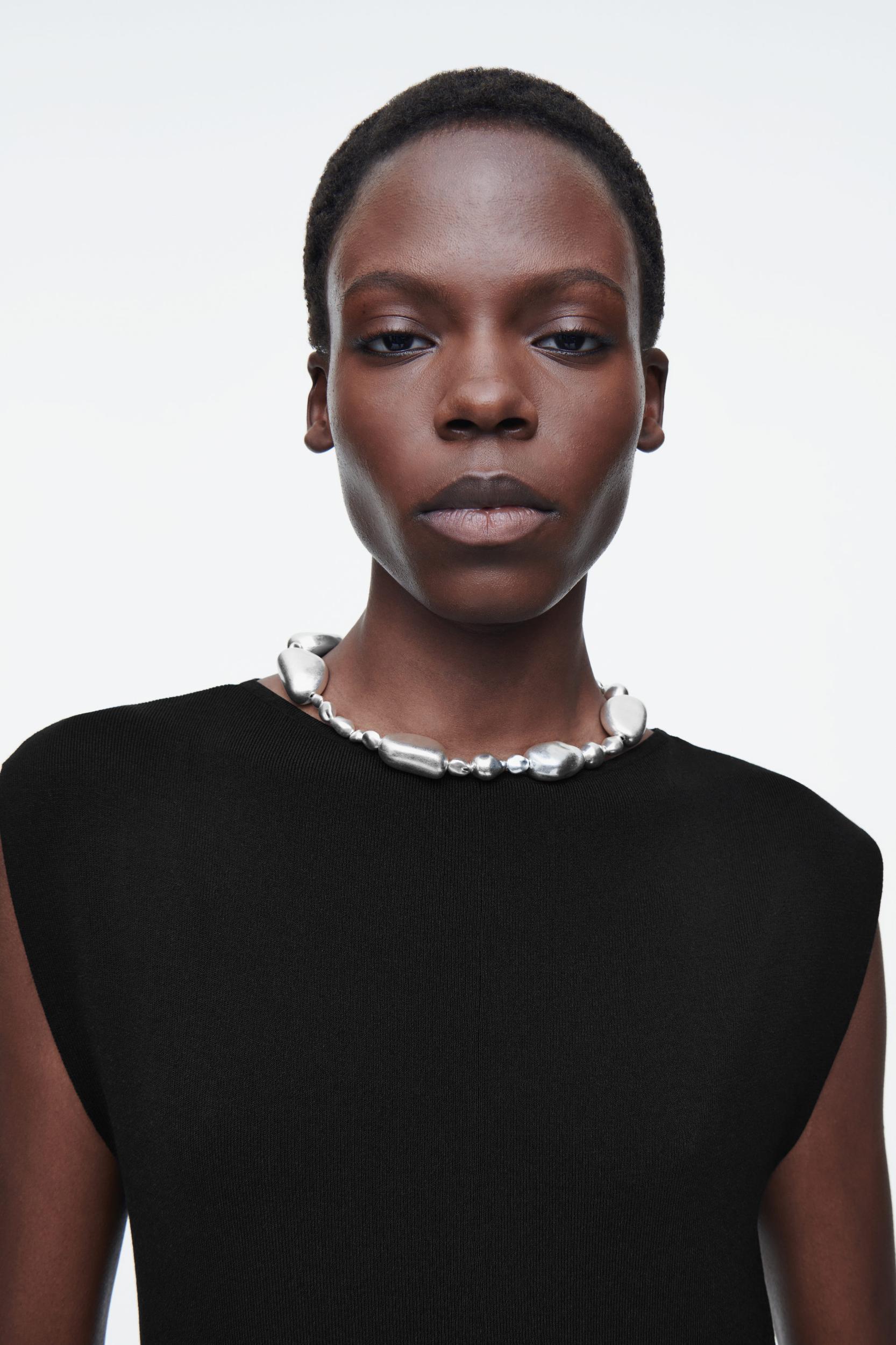 KNITTED PLEATED MAXI DRESS Product Image