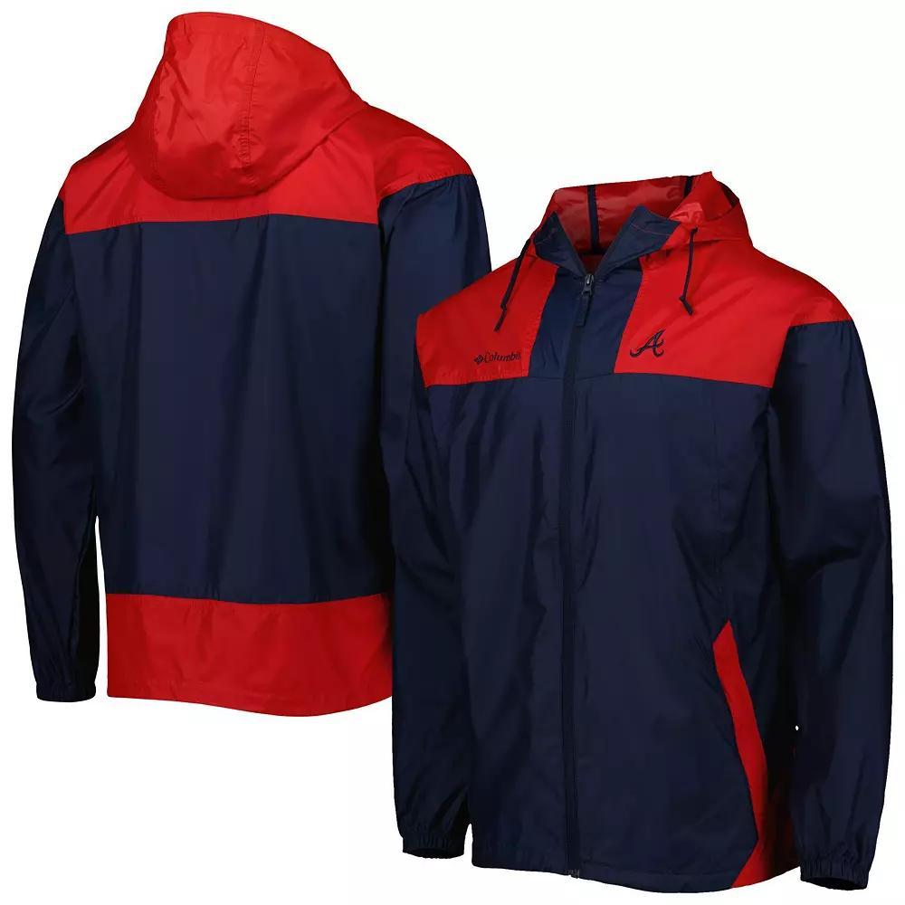 Men's Columbia Navy/Red Atlanta Braves Omni-Shade Flash Forward Challenger Full-Zip Windbreaker Jacket, Size: Small, Blue Product Image
