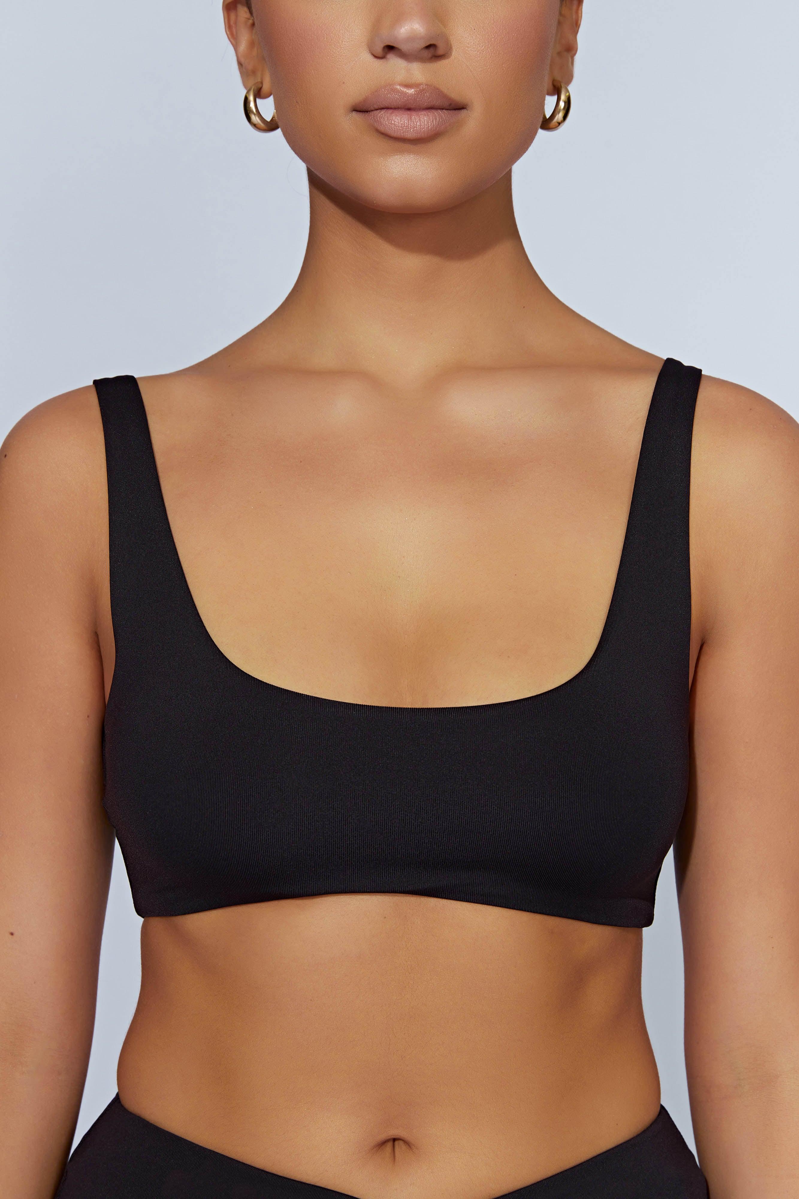 Jemma Scoop Neck Super Crop Top - Black Product Image