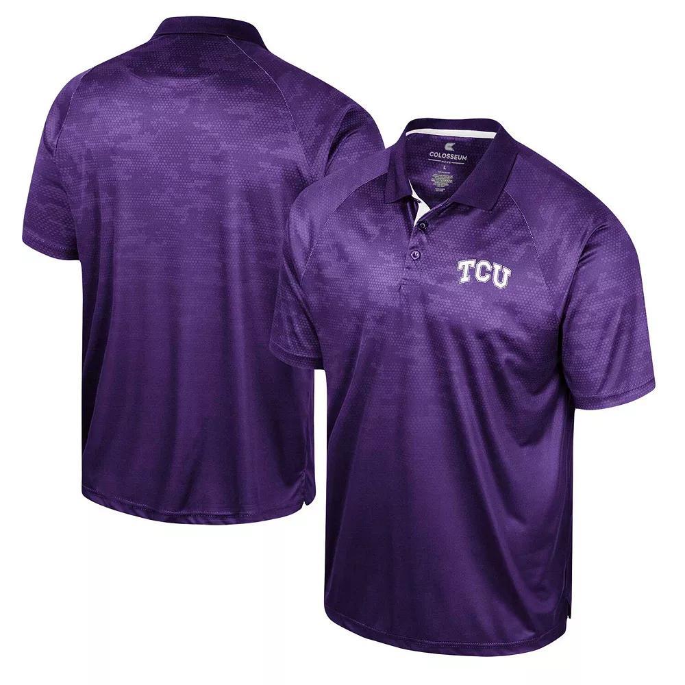 Men's Colosseum Purple TCU Horned Frogs Honeycomb Raglan Polo,  Product Image