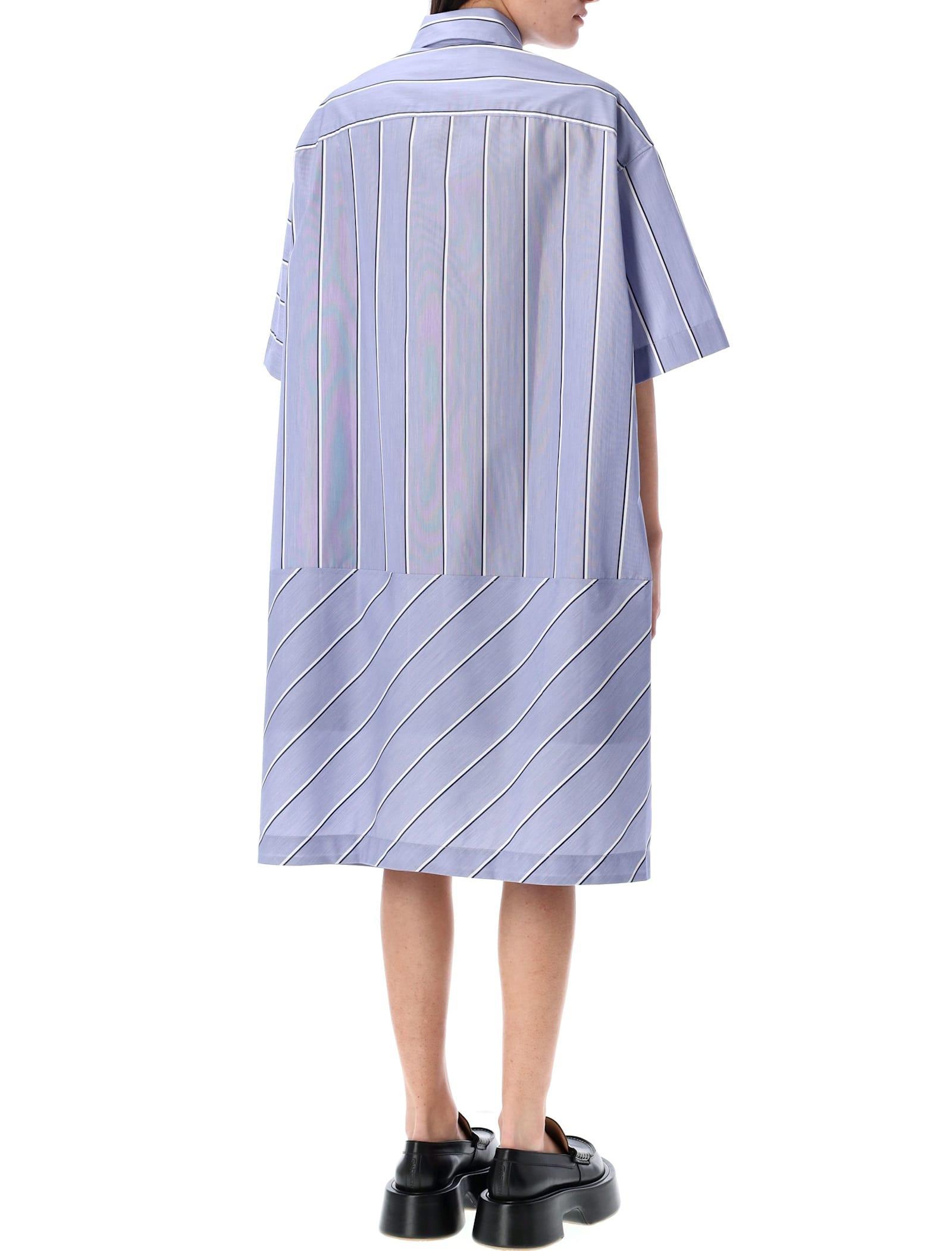 JW ANDERSON Blue Stepped Hem Shirt Minidress In Glacier Blue Product Image