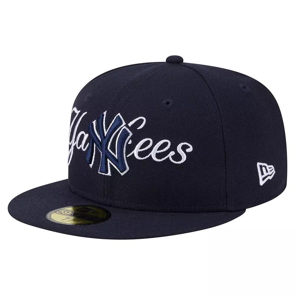Men's New Era Navy New York Yankees Overlap 59FIFTY Fitted Hat,  Product Image