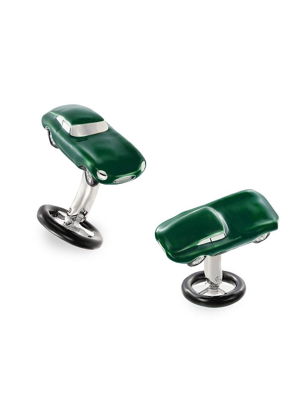 Mens Vintage Sports Car Sterling Silver & Enamel Cufflinks Product Image