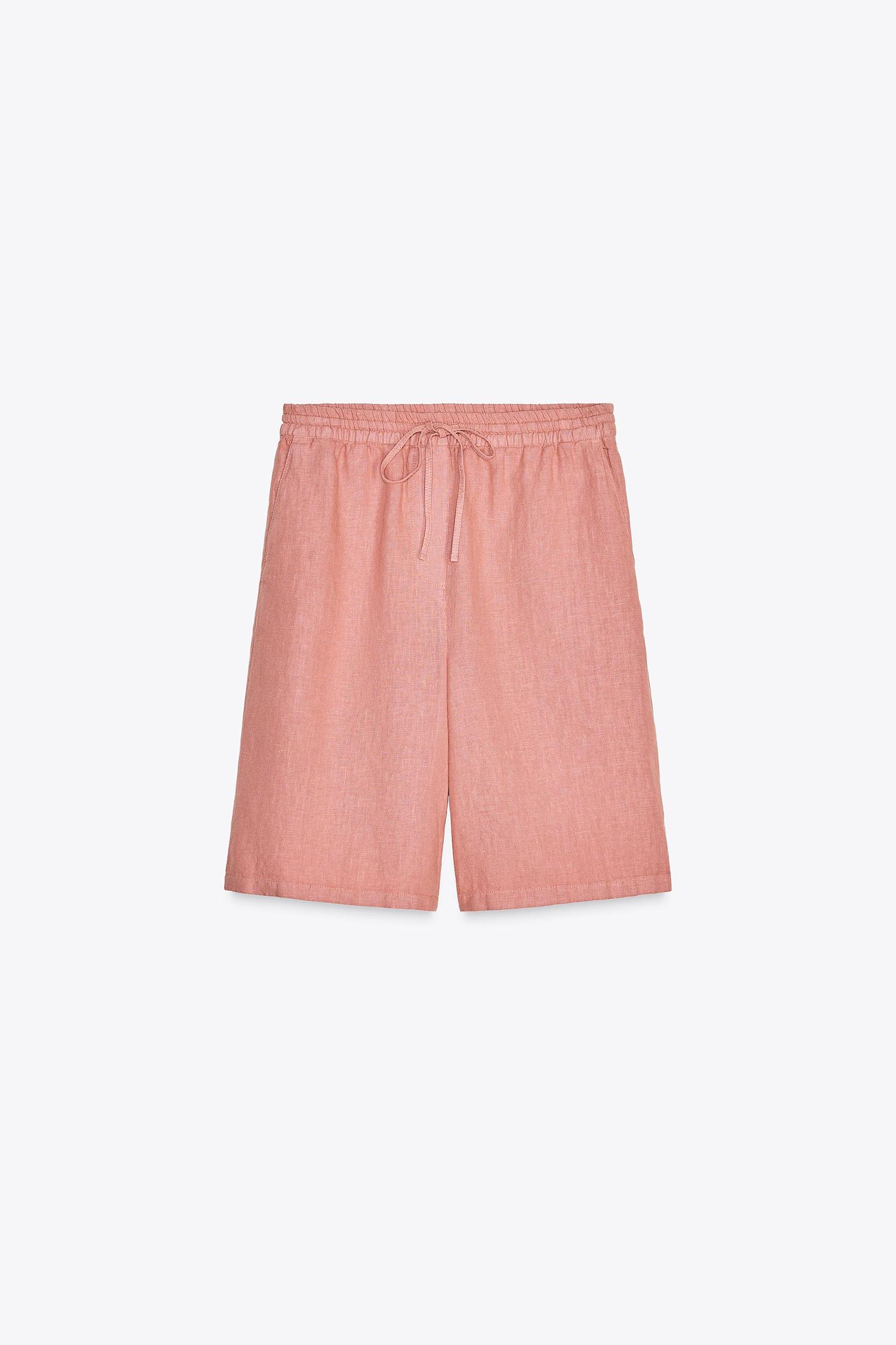 ZW COLLECTION 100% LINEN LONG BERMUDA SHORTS Product Image