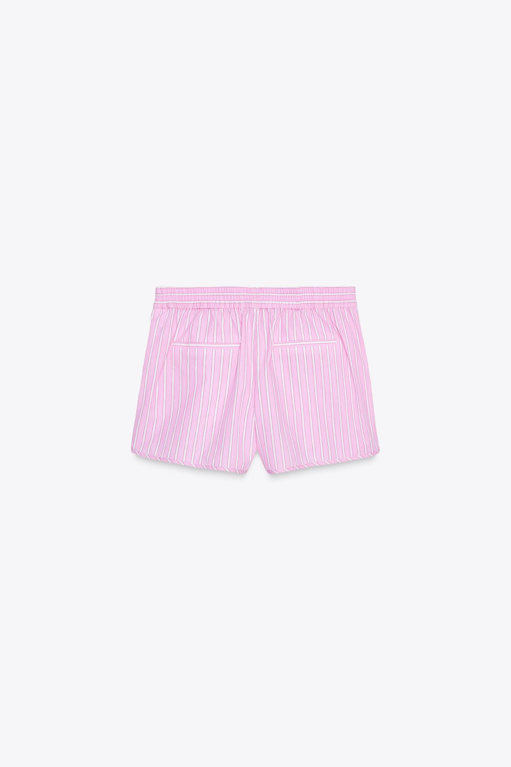STRIPED POPLIN SHORTS WITH SIDE TIES Product Image