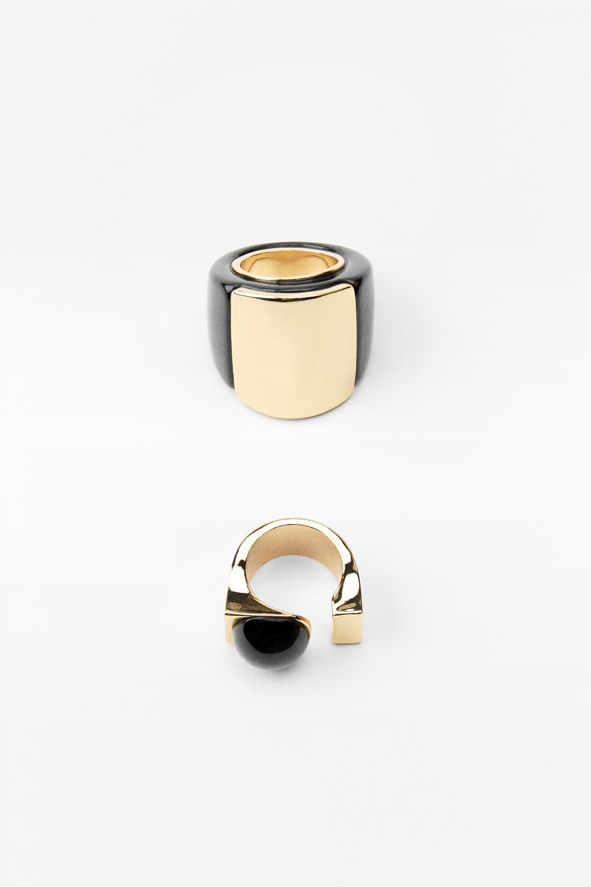 PACK OF 2 CONTRASTING STONE RINGS Product Image