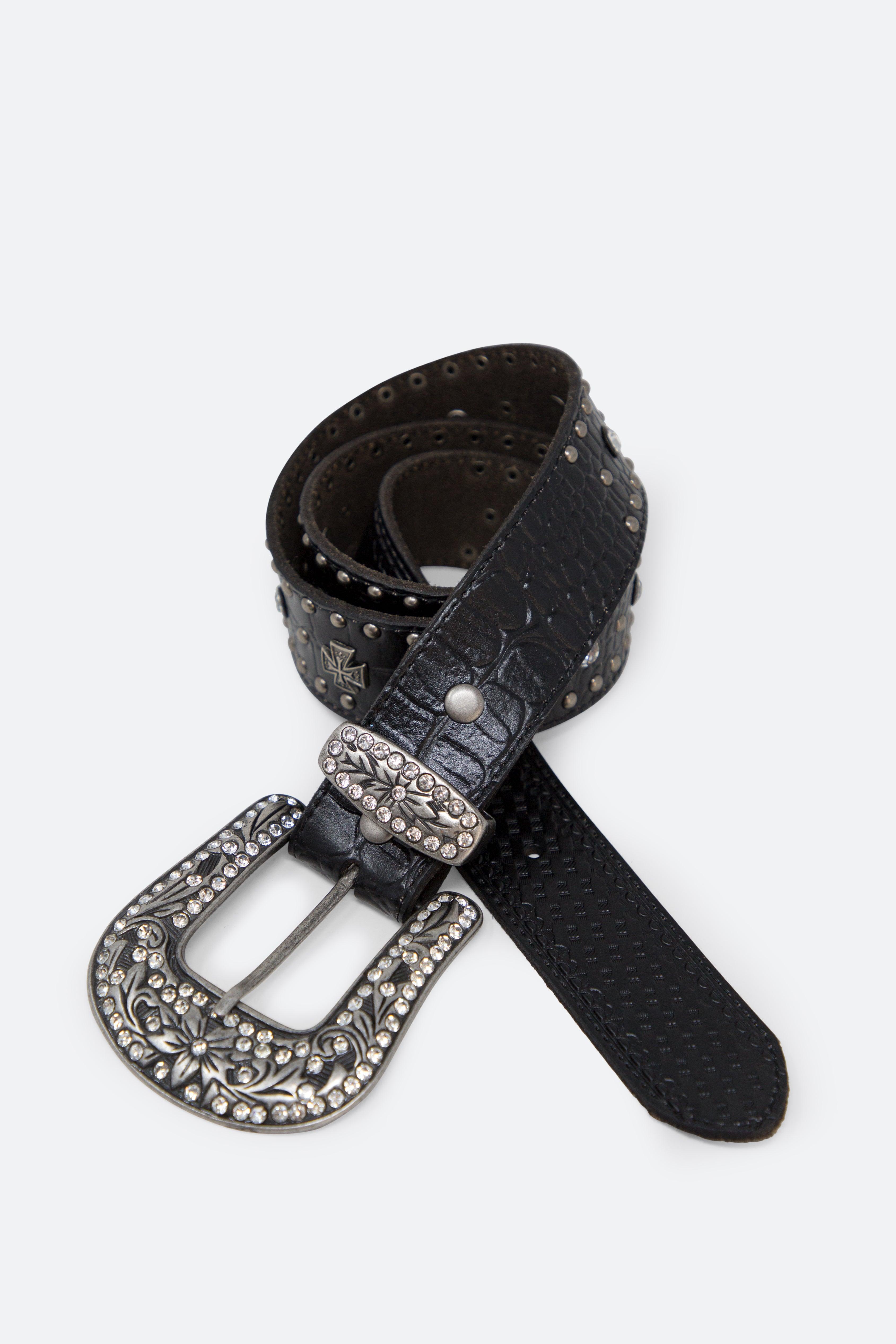 Metal Cross Studded Belt - Black Product Image