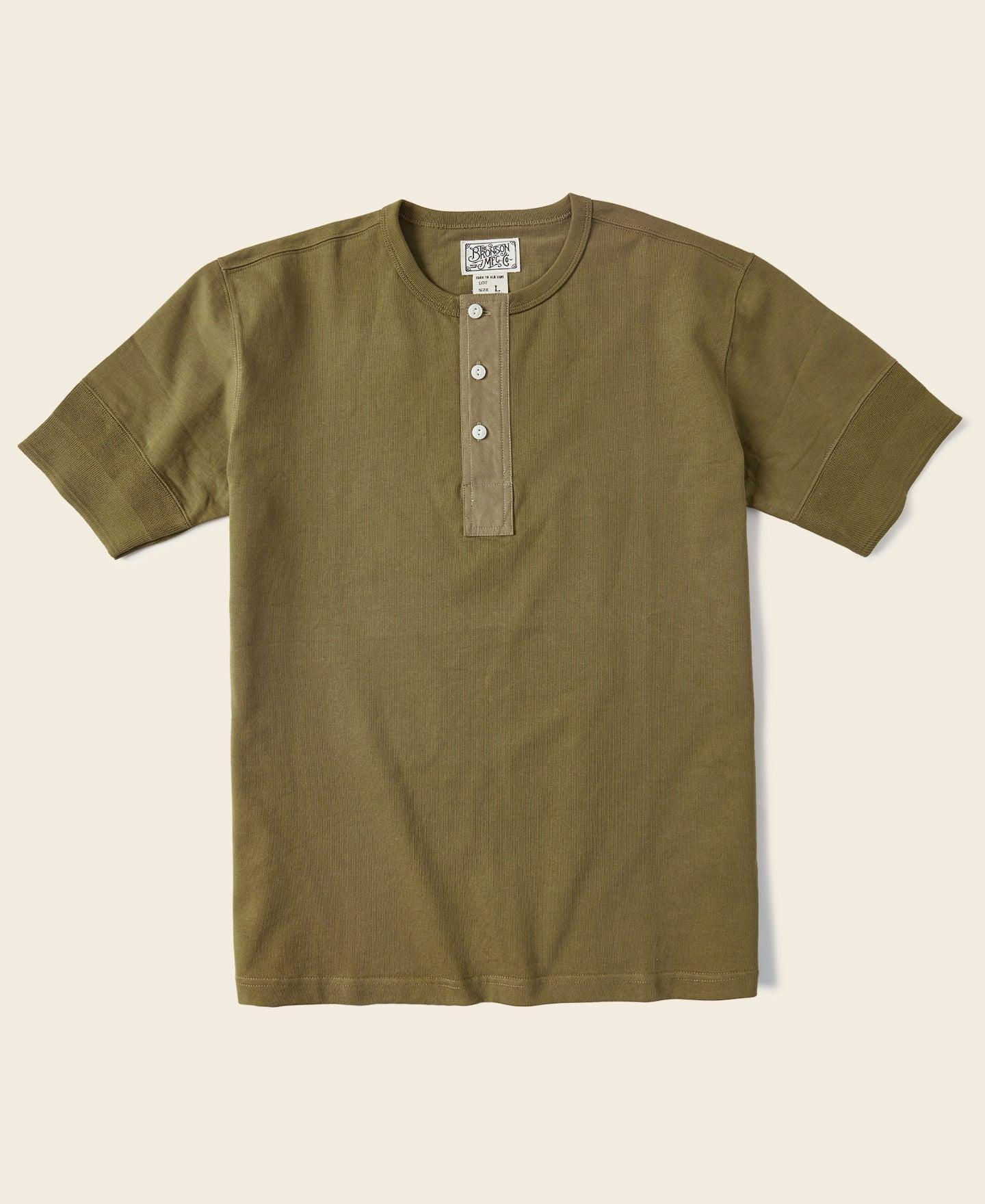 Vintage Short Sleeve Henley T-Shirt - Olive Product Image