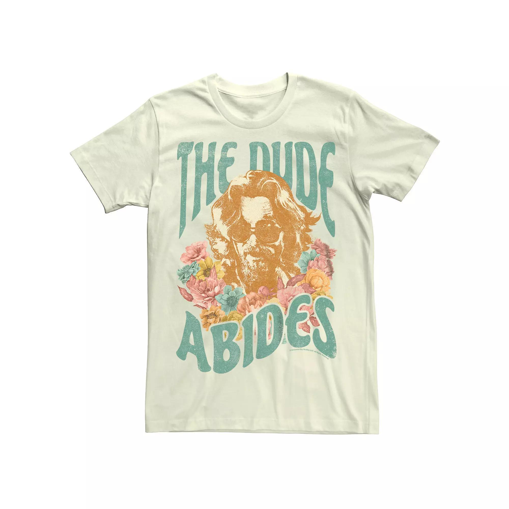 Men's The Big Lebowski Floral The Dude Abides Graphic Tee, Size: Medium, Natural Product Image