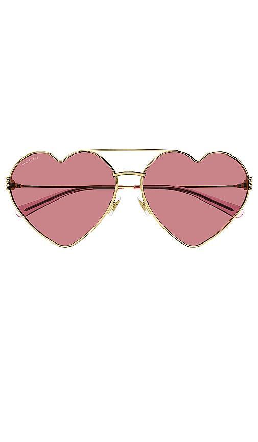 Gucci Heart Sunglasses Metallic Gold.. Product Image