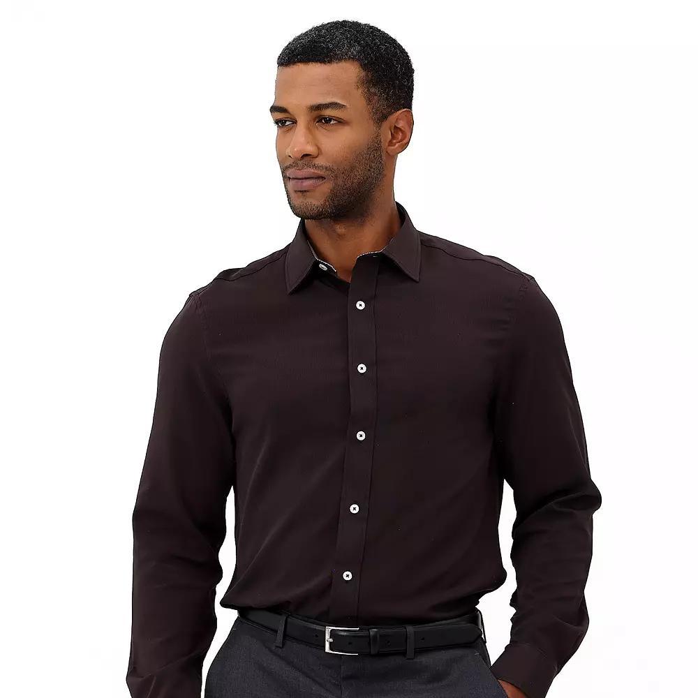 Men's Nick Graham Traveler Collection Performance Modern-Fit Stretch Dress Shirt, Size: Medium-32/33, Black Solid Product Image