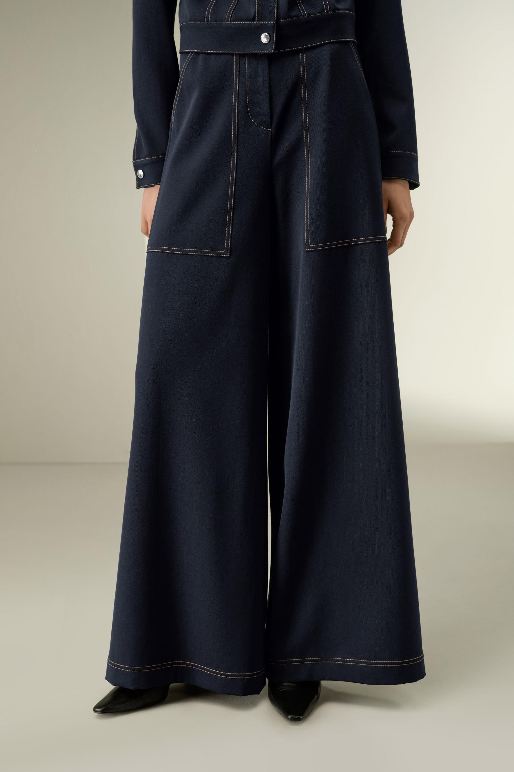 LILYSILK Wool Trousers Women - Navy Blue 100% Merino Wool - Stylish Oversized Pockets Trouser Pants 12 Product Image
