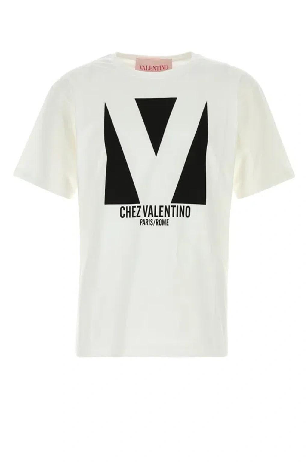 VALENTINO Mens Avorio Logo-print Crew-neck Cotton-jersey T-shirt Product Image