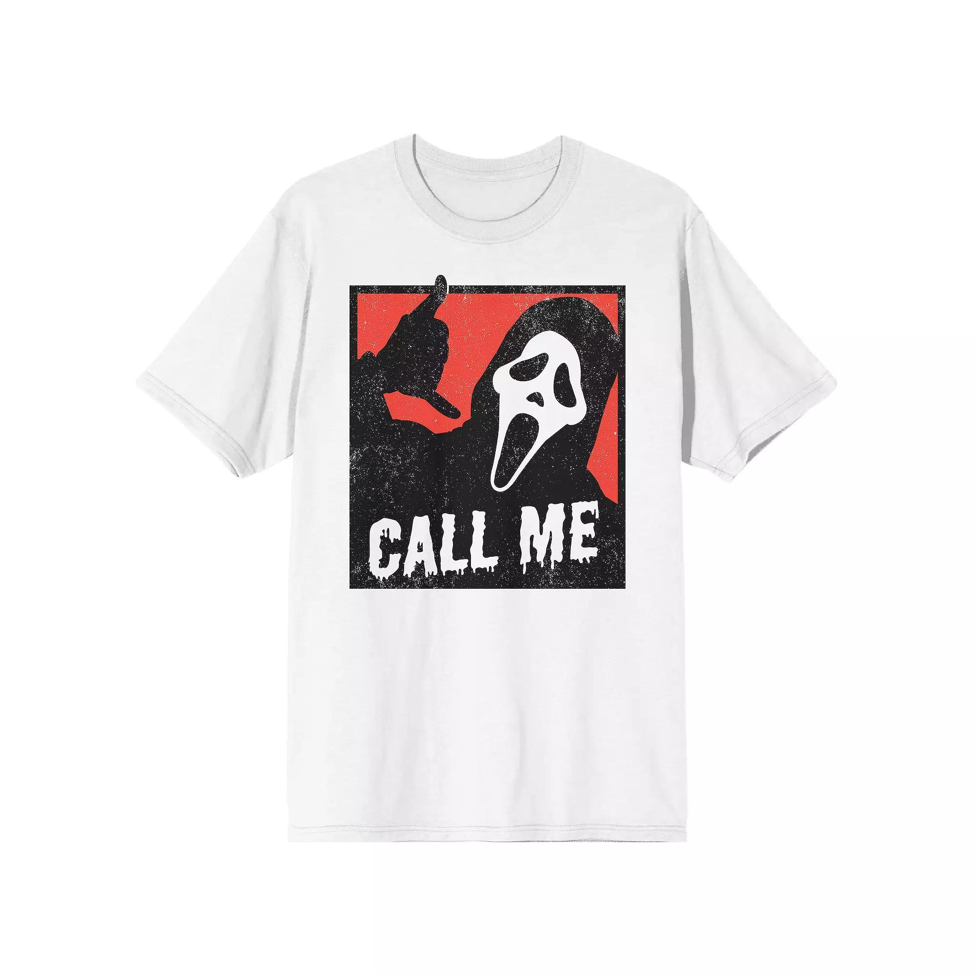 Men's Ghostface Call Me Crew Neck Tee, Size: XL, White Product Image