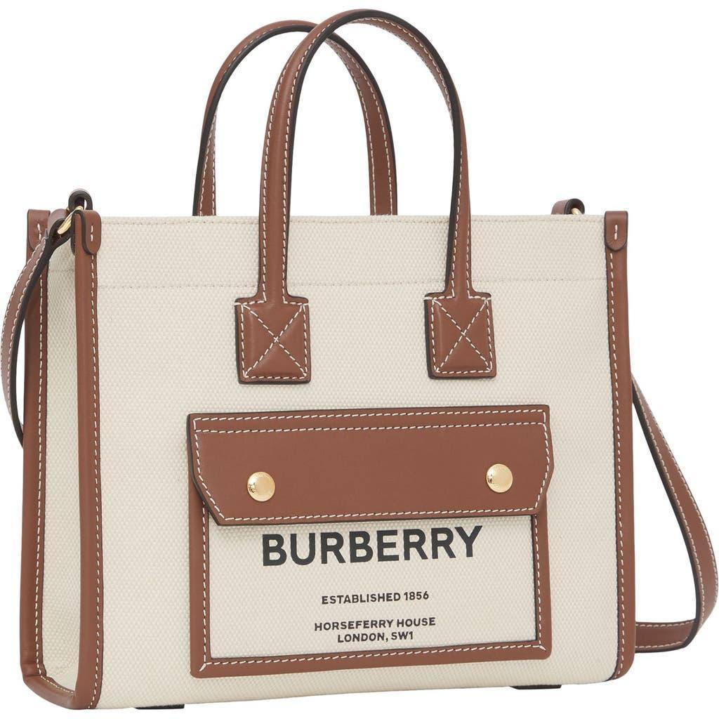 BURBERRY Women's Mini Horseferry Canvas Tote In Natural Tan Product Image