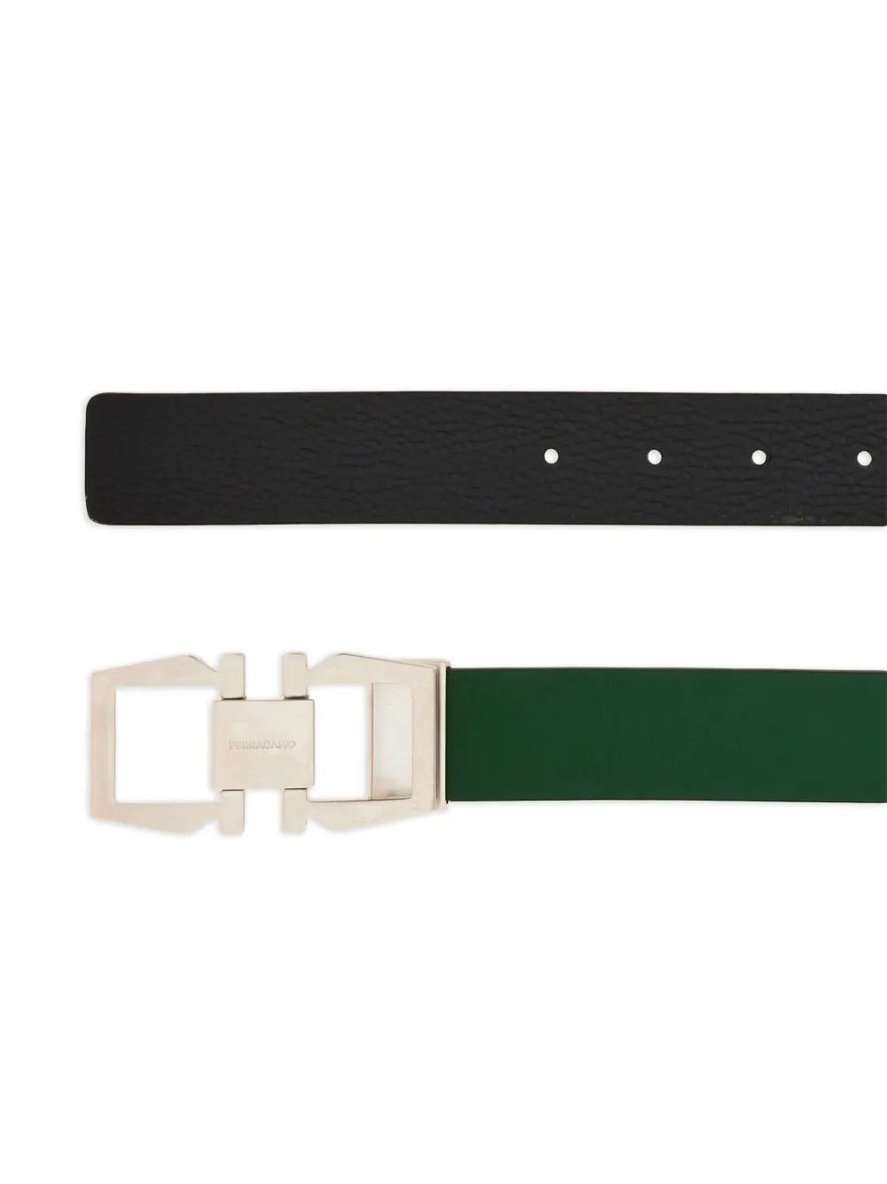 FERRAGAMO Reversible Gancini Belt In Green Product Image