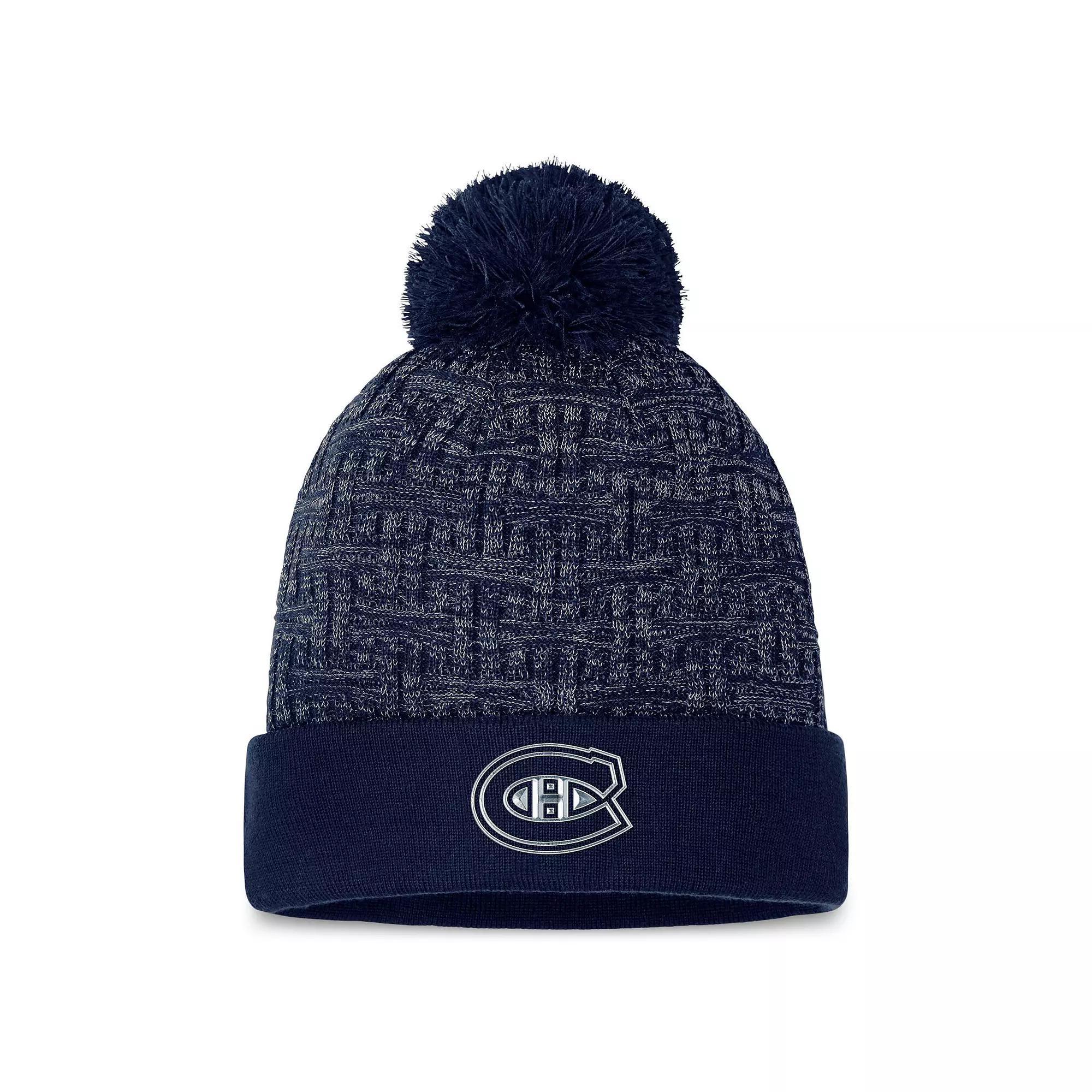 Women's Fanatics Branded  Navy Montreal Canadiens Authentic Pro Road Cuffed Knit Hat with Pom, Cnd Blue Product Image