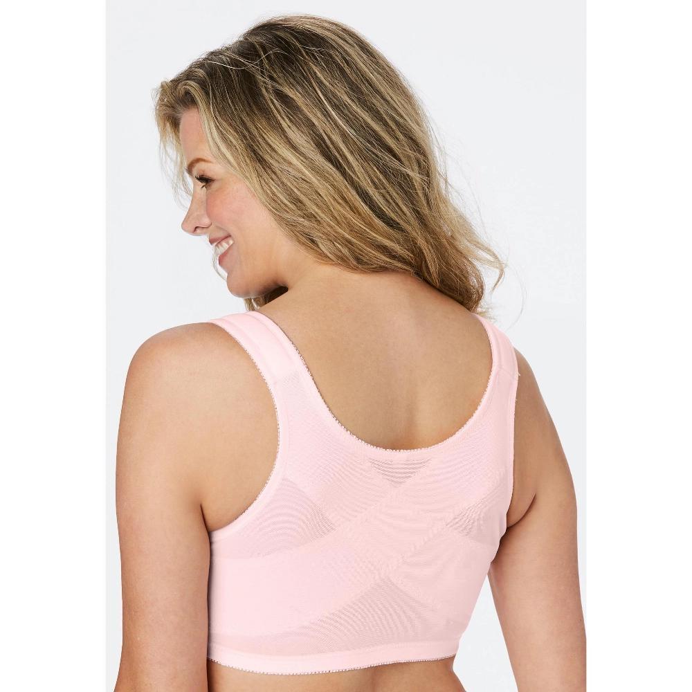 Comfort Choice Women's Plus Size Front-Close Cotton Wireless Posture Bra - 42 G, Shell Pink Product Image