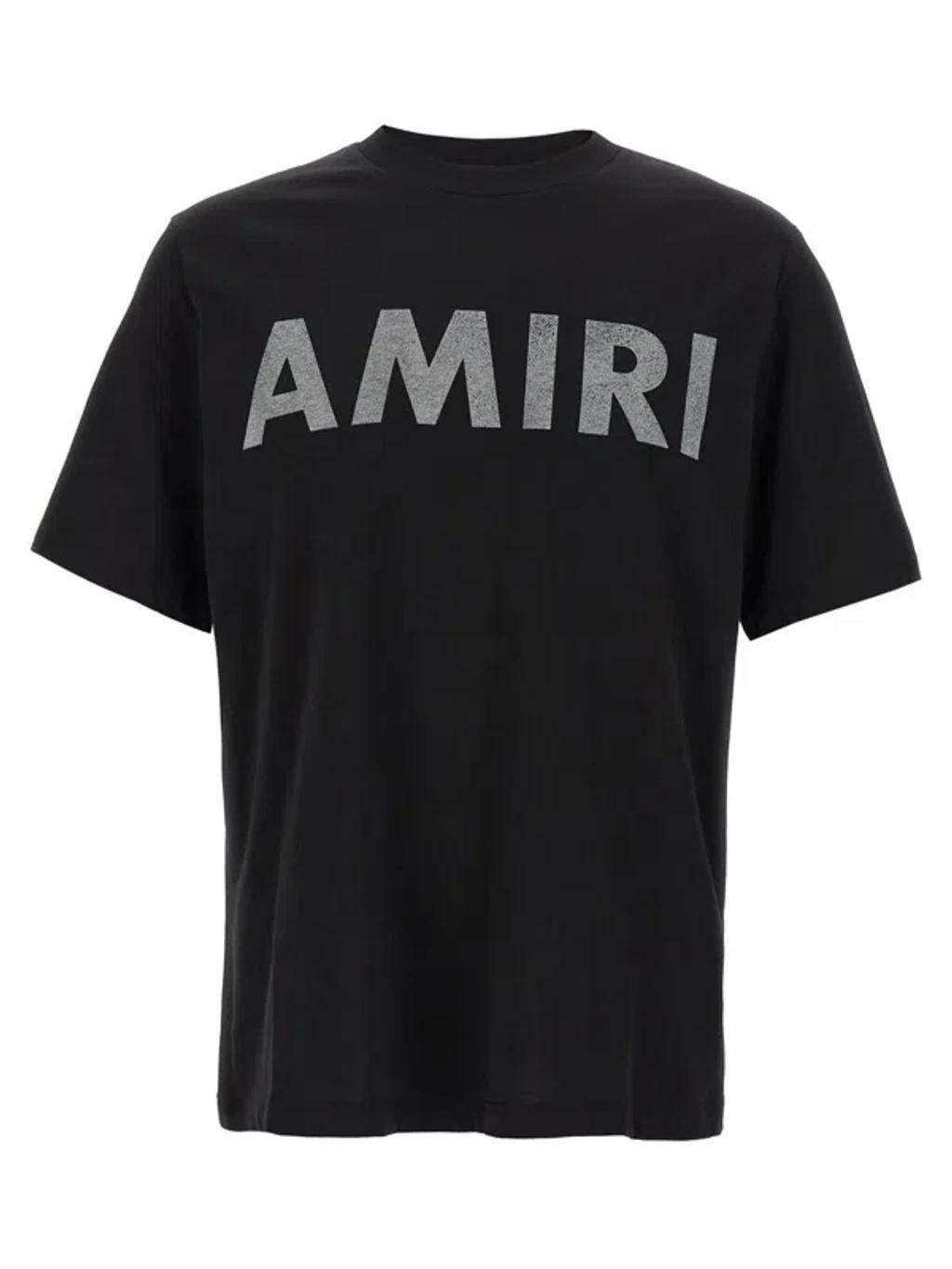 AMIRI Black Cotton T-shirt With Bold Logo Statement Product Image